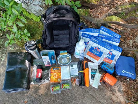 72 hour basic bug out bag, black 8' x 10' Tarp