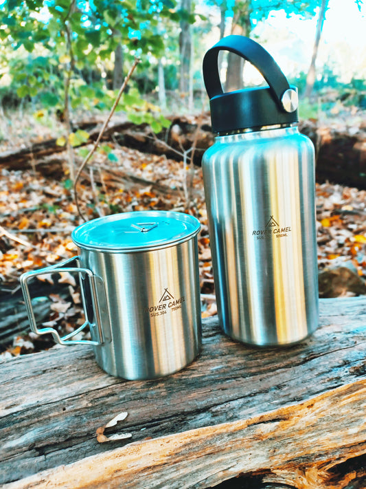Stainless Steel Single Wall Water Bottle 1,050ML + Cook Cup 750ML With Lid