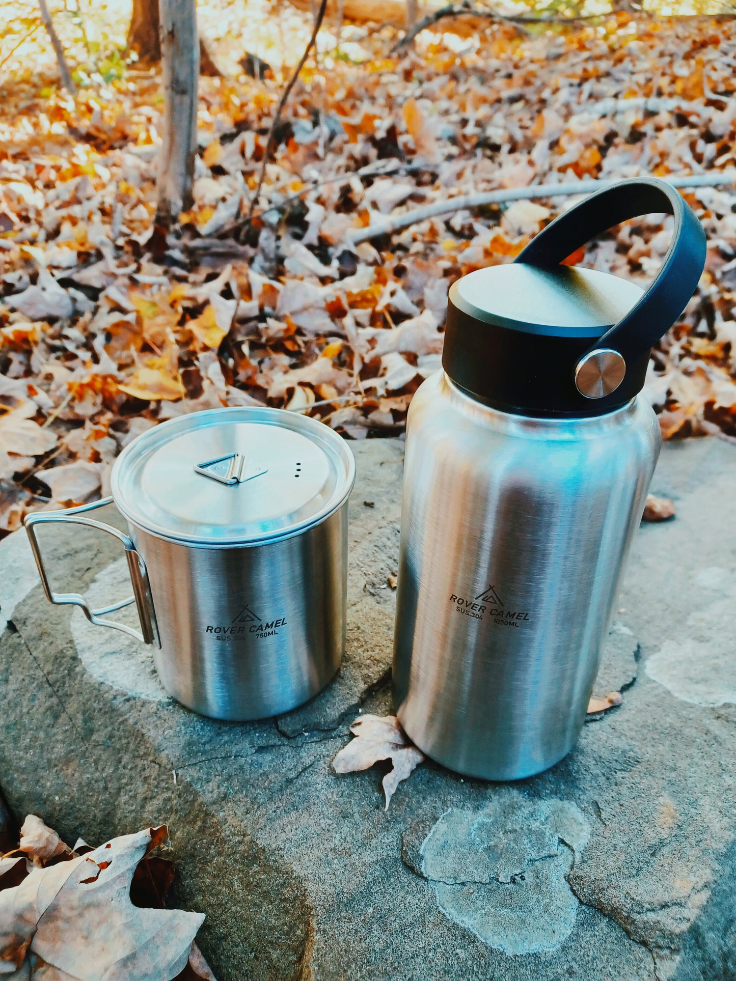 Stainless Steel Single Wall Water Bottle 1,050ML + Cook Cup 750ML With Lid